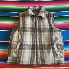 Vintage Bibi Bros Reversible Goode Down Vest Plaid Brown Size Medium