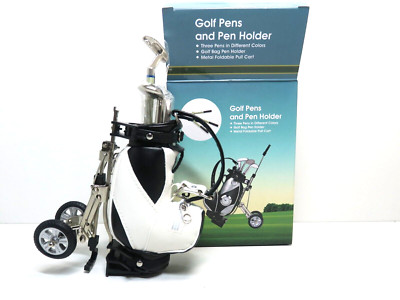 Golf Pens and Penholder, 3 Stifte, Metal Cart, Geschenk, Silverline, 16229,, OVP