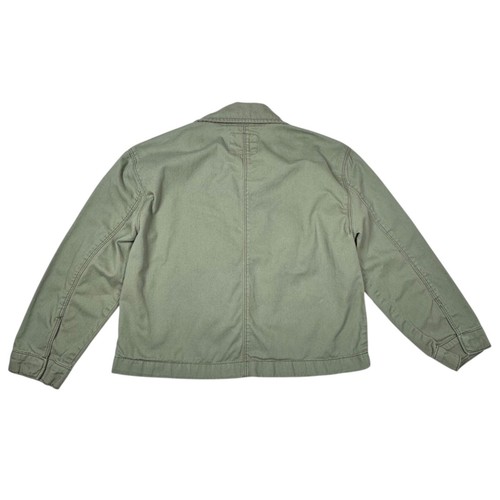 OSHKOSH Bgosh Girls Jacket Sz.8 Olive Green Cotton Twill Flower Embroidered Kids - Picture 2 of 10