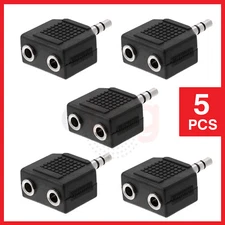 5 Pack 3.5mm Stereo Male to 2 3.5mm Stereo Female Adapter 2-Way Audio Splitter
