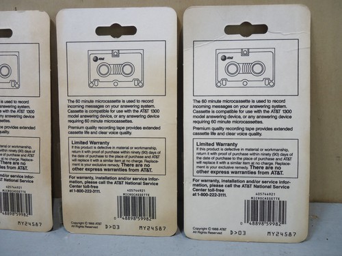 AT&T Microcassette NOS Lot of Four w/ Head Cleaner 60 minute Audio New Old Stock - Picture 8 of 10