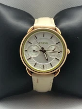 Fossil ES3954 Women's Cream Leather Analog White Dial Quartz Wrist Watch LJ57