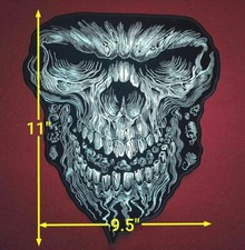 SKULL EMBROIDERED JACKET VEST 11'' By 9.5'' INCH BIKER PATCH