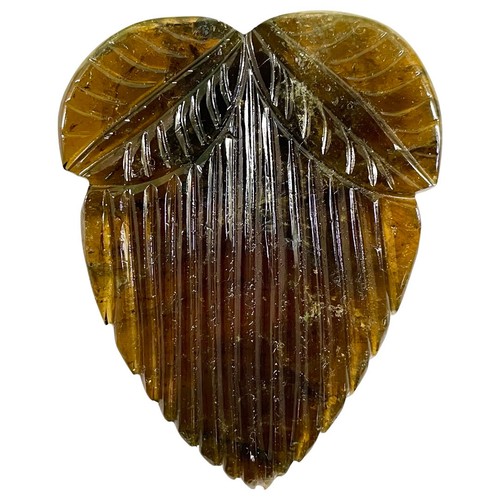 176.75 Cts IGLI Certified Natural Carved Tourmaline Leaf Bi Color Loose Gemstone - Picture 6 of 17