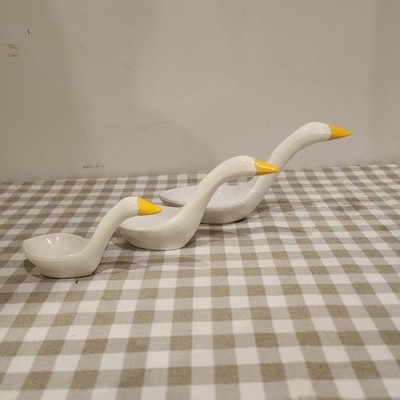 Vintage Melamin stapelbar verschachtelt weiß Schwan Gans Ente Messbecher x3 Set