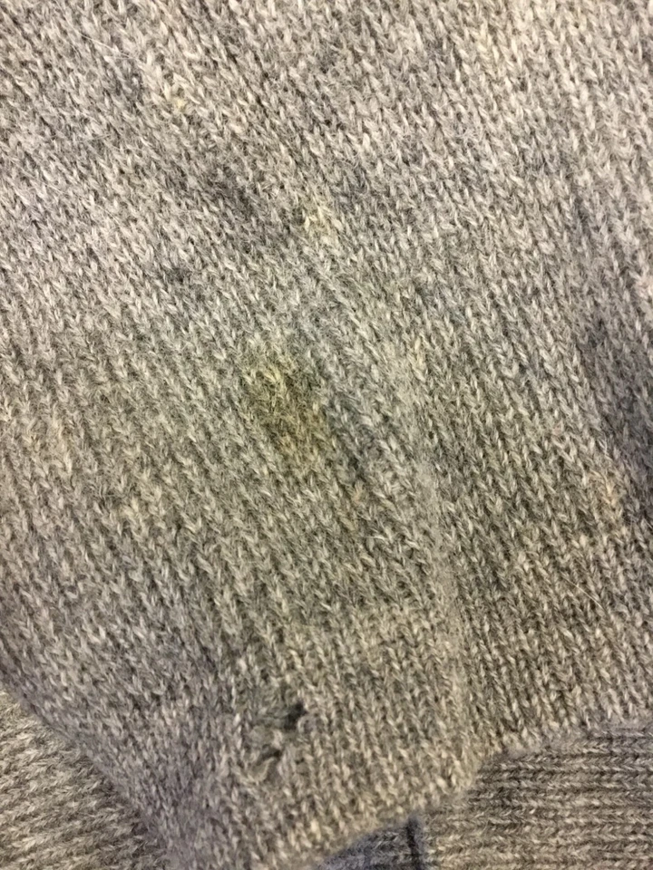 Серый свитер шетландская шерсть M ворота с подогревом тяжелый толстый винтажный Гонконг - Изображение 4 из 4