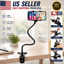 Universal Lazy Mobile Phone Gooseneck Stand Holder Flexible Bed Desk Table Clip
