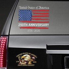 2PCS America 250th Anniversary Decal 1776-2026 USA Flag Eagle Bumper Stickers