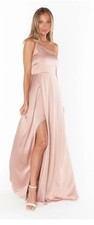 NEW Show Me Your Mumu Shannon One Shoulder Maxi Dress, M dusty blush Chiffon