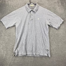 Burberry London Polo Shirt Gray Short Sleeve Cotton Logo Made in Great Britain S