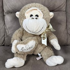 Valentines Day Monkey Plush Stuffed Animal Kiss Heart Bow Smiling Ape 9" Dan Dee