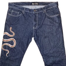 Cr24 Denim Distillery JNCO Y2K Style Men s Denim Jeans Indigo 38X34 Embroidered