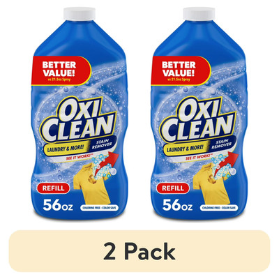 2PK OxiClean Laundry Stain Remover Spray Refill, Chlorine-Free Cleaner, 56 fl oz