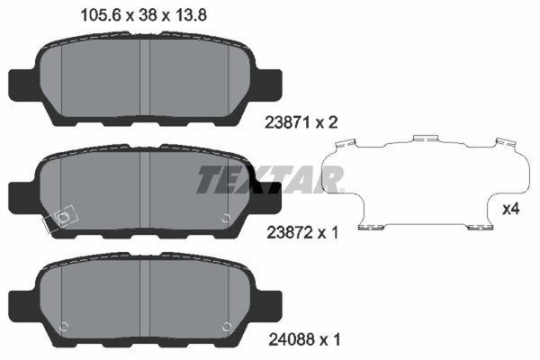 Textar Bremsbelagsatz Scheibenbremse 2387101 FüR Nissan Infiniti Cube Qashqai Fx-image
