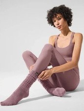 Alo Yoga Scrunch Socks Smoky Quartz Slouch Crew Cotton Unisex Size M NWT