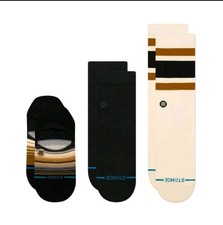 Stance Icon Series 3 Pack Socks Crew/Quarter/No Show Men's Large Women Black