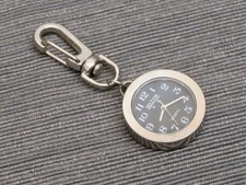 JAPAN VINTAGE QUARTZ POCKET WATCH WITH SWIVEL CARABINER SPRING Keychain/Key Ring
