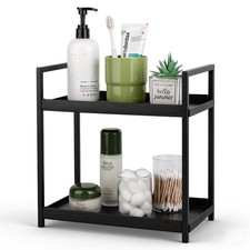 Bathroom Counter Organizer Vanity Storage Countertop Shelf, Small Black