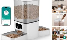 Automatic Cat Feeder for 2 Cats, 6L/25 Cup Large Capacity WiFi Pet Feeder White