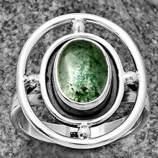 Natural Green Aventurine 925 Sterling Silver Ring s.6.5 Jewelry R-1446