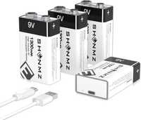 【4 StüCk】 9V Blockbatterie Akku,Usb-C 1300Mah Lithium 9V Batterie Wiederaufladba