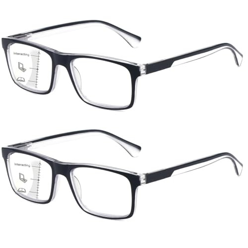 2-Pack Mens Light Multifocus Progressive Reading Glasses Blue Light Blocking, - Picture 2 of 7