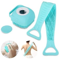 2 Pcs Silicone Back Scrubber Bath Brush with Soap Dispenser