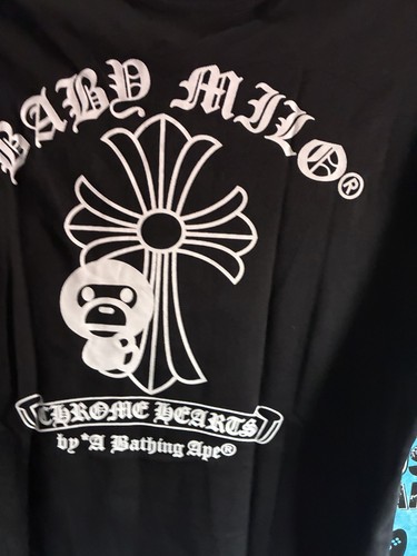 A Bathing Ape Baby Milo Black Graphic Logo Crew Neck T-Shirt Men’s Size S