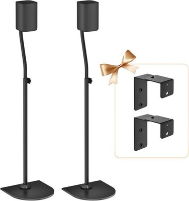 Height Adjustable Speaker Stand Pair Extend 33'' to 42'' with Wall Mount for Samsu
