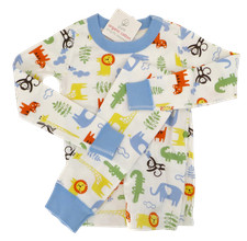 New NWT Hanna Andersson Animal Monkey Giraffe Lion Long Johns Pajamas 120 6 7