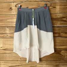 Bebe NWT Pleated High Low Partly Sheer Size Small Skirt Women’s Grey And Tan