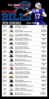 BUFFALO BILLS 2026 NFL Football Schedule LARGE Glossy Fridge Magnet 4'' x 8''
