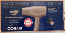 Conair Worldwide Travel Dryer, 1875 Watts, Foldable Handle, Tan 420TN New
