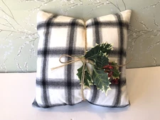 Handmade Christmas Pillow with Greenery –  Holiday Décor