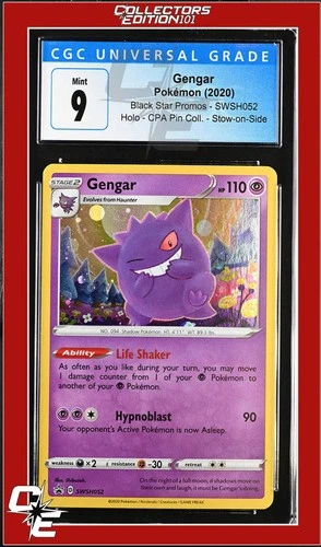 SWSH Black Star Promo Gengar SWSH052 Champion's Path Pin Coll. Stow-on-Side CGC