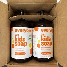 Everyone 3-in-1 Kids Soap, Body Wash, Bubble Bath, Shampoo, 32 OZ Orange -2 pack