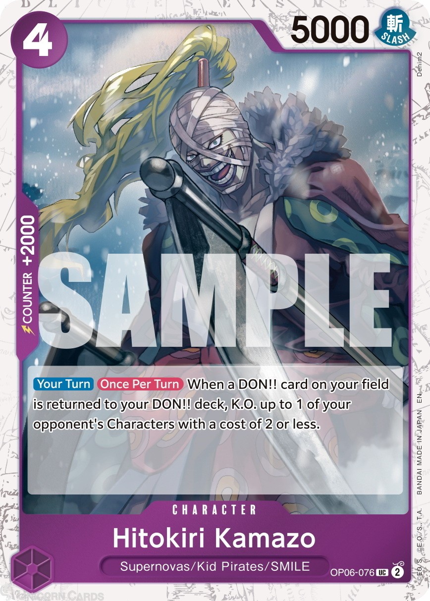 OP06-076 Hitokiri Kamazo : Uncommon Pirate Foil English One Piece TCG Card : PRB