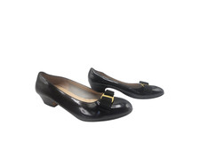 Salvatore Ferragamo Black Patent Leather Vara Bow Heel Pump 8 B