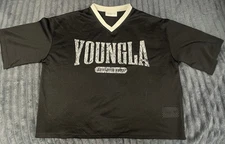YoungLA Men's Varsity Football Cropped Jersey Size Large Black Free Shipping