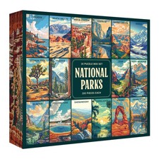 - National Parks Jigsaw Puzzle Box Set - 16 Mini Puzzles, 100 Pieces Each - C