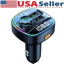 Bluetooth 5.0 Car Wireless FM Transmitter Adapter USB PD Charger AUX Hands LOT
