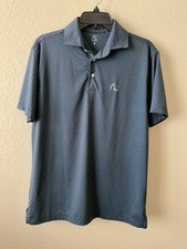 Rhoback Men's Small Green Great Lakes Print Performance Short Sleeve Golf Polo