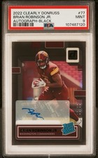 2022 Panini Clearly Donruss - Brian Robinson Jr. Rookie RC Black Auto /10 PSA 9