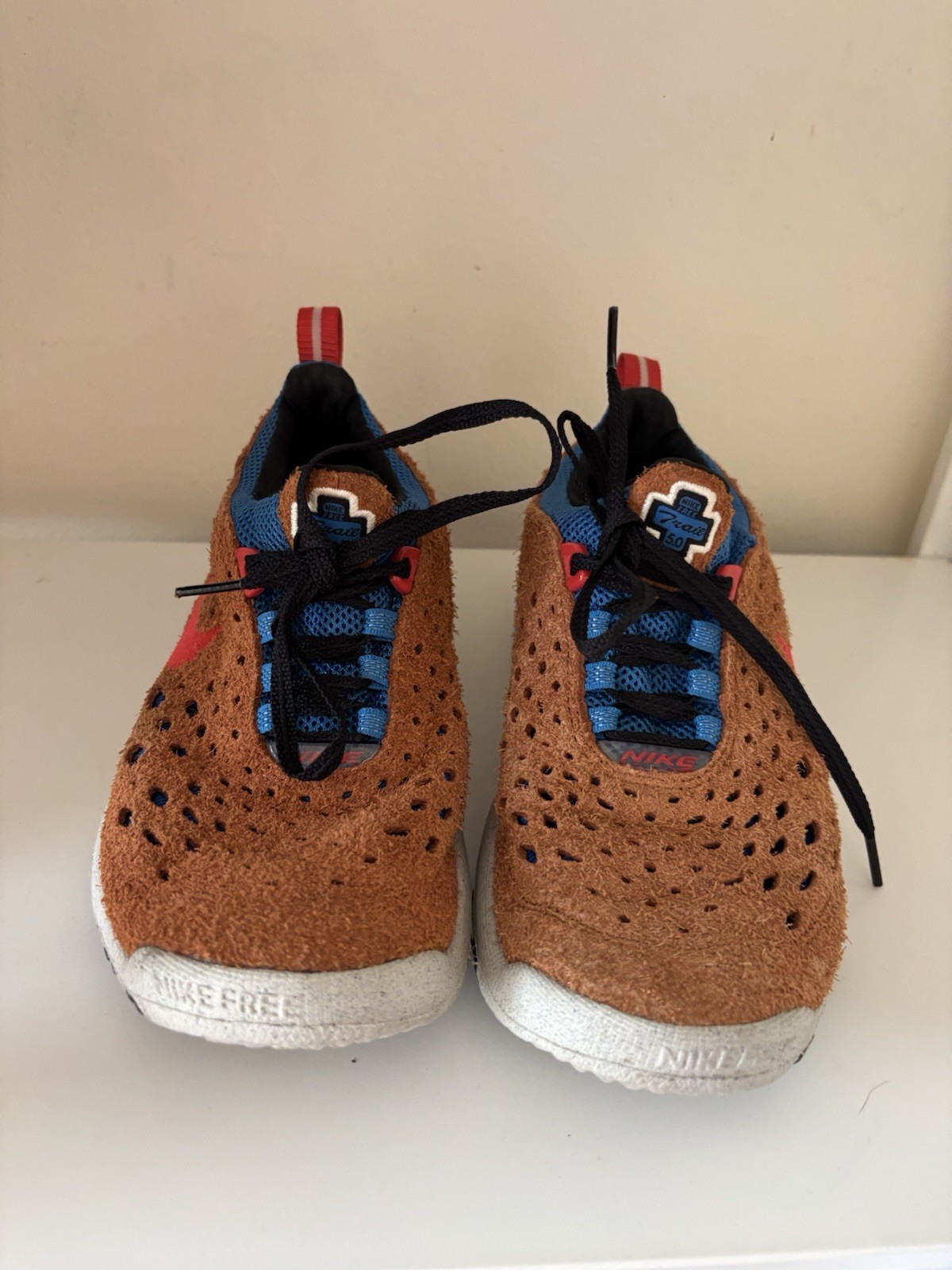 Nike Free Run Trail Orange Suede Running Shoes Men Size 7.5