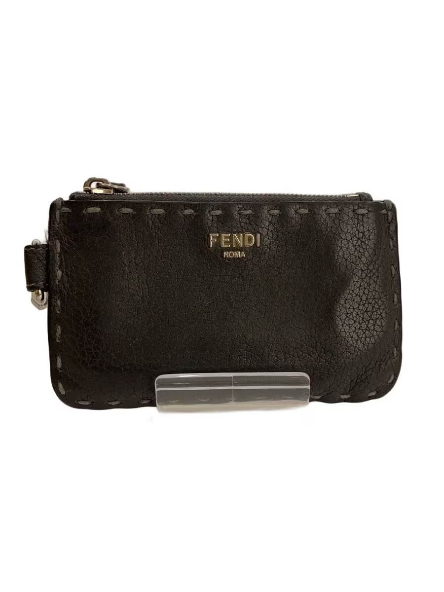 FENDI Men's Leather Card Case, Gray, Solid Color, 7m0343 ap3b f0j55