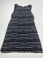 Lauren Ralph Lauren Dress Womens 12 Blue Dot Stripe Sleeveless Shift Knee Length