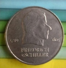 1972  East Germany GDR/DDR Friedrich Von Schiller 20 Mark Coin   N-196