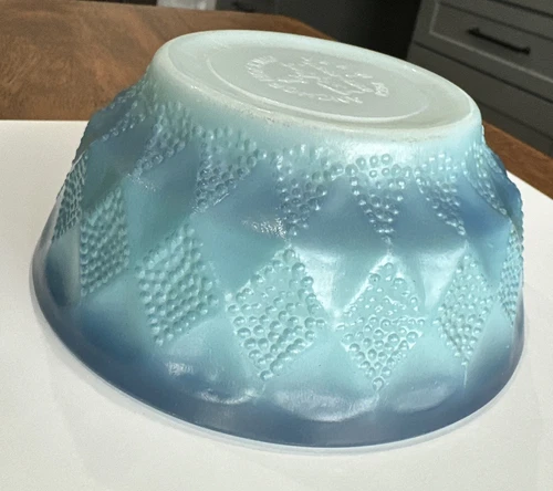Fire King Anchor Hocking Two Tone Blue Kimberly Diamond 5” Bowl MCM Cereal Soup