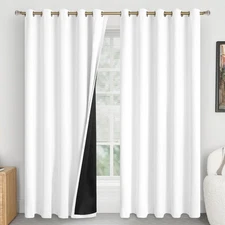 Extra Wide 100% Blackout Curtains 84 Inch Length 2 Panels for Living Room, Th...