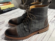 Mens TAFT Boots Sz 39 (6 US) Cap Toe Leather Plaid 1311